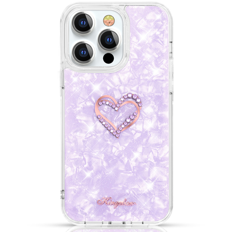 Kingxbar Epoxy Series dėklas su Swarovski Crystals iPhone 13 Pro violetiniu