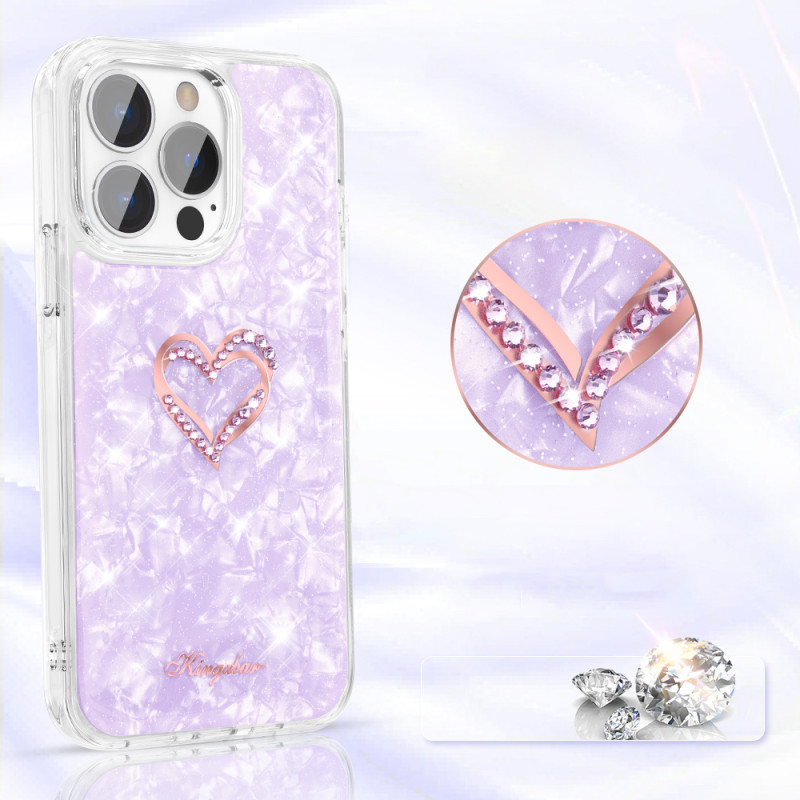 Kingxbar Epoxy Series dėklas su Swarovski Crystals iPhone 13 Pro violetiniu