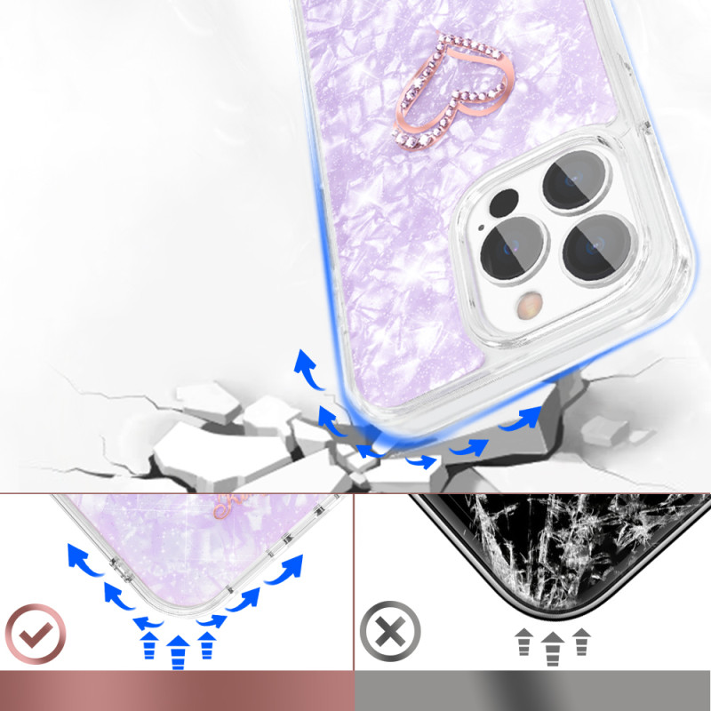 Kingxbar Epoxy Series dėklas su Swarovski Crystals iPhone 13 Pro violetiniu