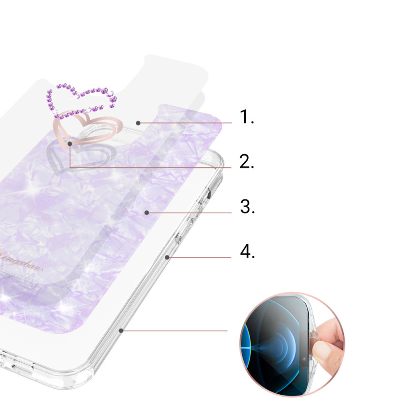 Kingxbar Epoxy Series dėklas su Swarovski Crystals iPhone 13 Pro violetiniu