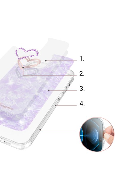Kingxbar Epoxy Series dėklas su Swarovski Crystals iPhone 13 Pro violetiniu Kingxbar Epoxy Series dėklas su Swarovski Crystals iPhone 13 Pro violetiniu