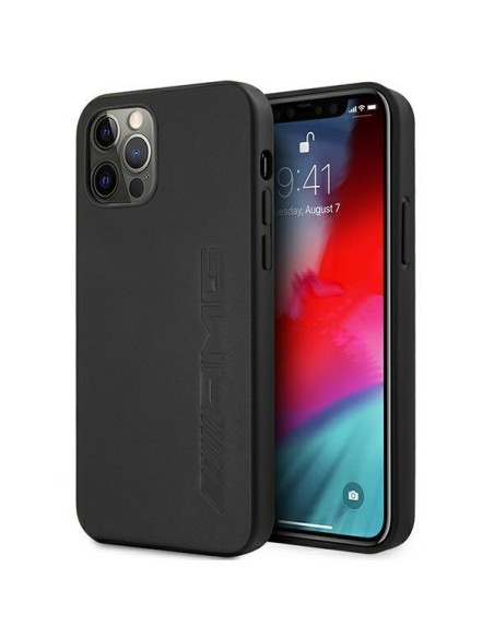 AMG Leather Hot Stamped dėklas, skirtas iPhone 12 Pro Max - juodas