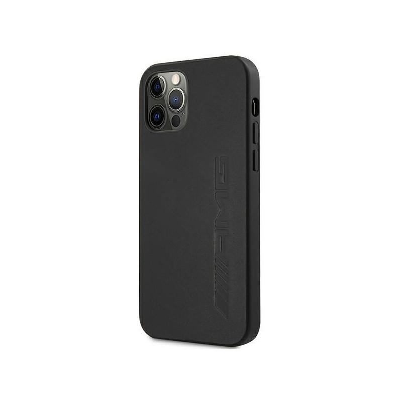AMG Leather Hot Stamped dėklas, skirtas iPhone 12 Pro Max - juodas