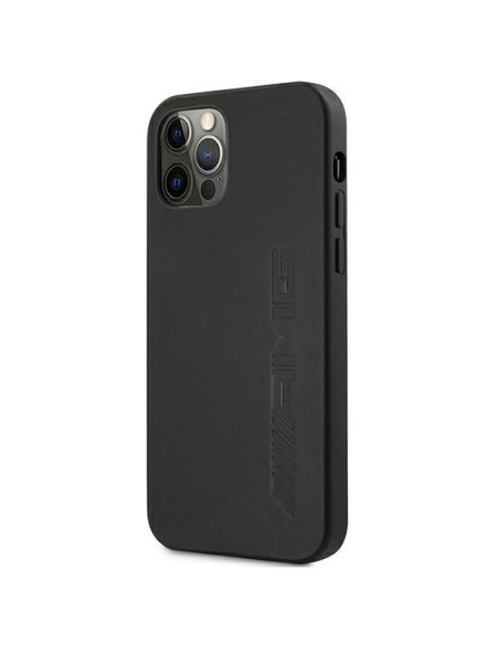 AMG Leather Hot Stamped dėklas, skirtas iPhone 12 Pro Max - juodas