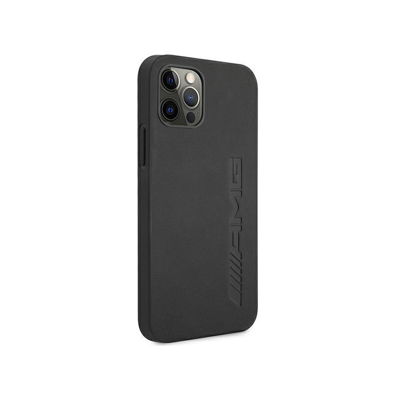 AMG Leather Hot Stamped dėklas, skirtas iPhone 12 Pro Max - juodas