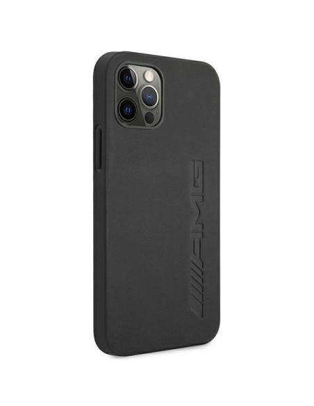 AMG Leather Hot Stamped dėklas, skirtas iPhone 12 Pro Max - juodas