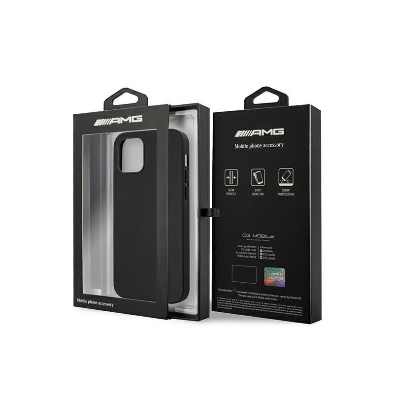 AMG Leather Hot Stamped dėklas, skirtas iPhone 12 Pro Max - juodas
