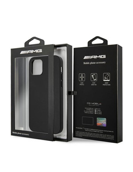AMG Leather Hot Stamped dėklas, skirtas iPhone 12 Pro Max - juodas