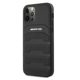AMG Leather Debossed Lines dėklas, skirtas iPhone 12 Pro Max - juodas
