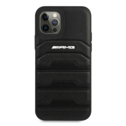 AMG Leather Debossed Lines dėklas, skirtas iPhone 12 Pro Max - juodas