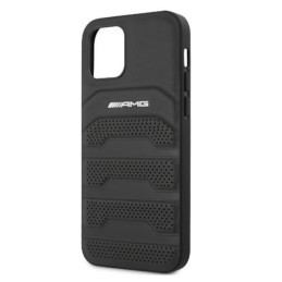 AMG Leather Debossed Lines dėklas, skirtas iPhone 12 Pro Max - juodas