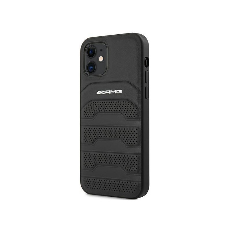 AMG Leather Debossed Lines dėklas iPhone 12 mini - juodas