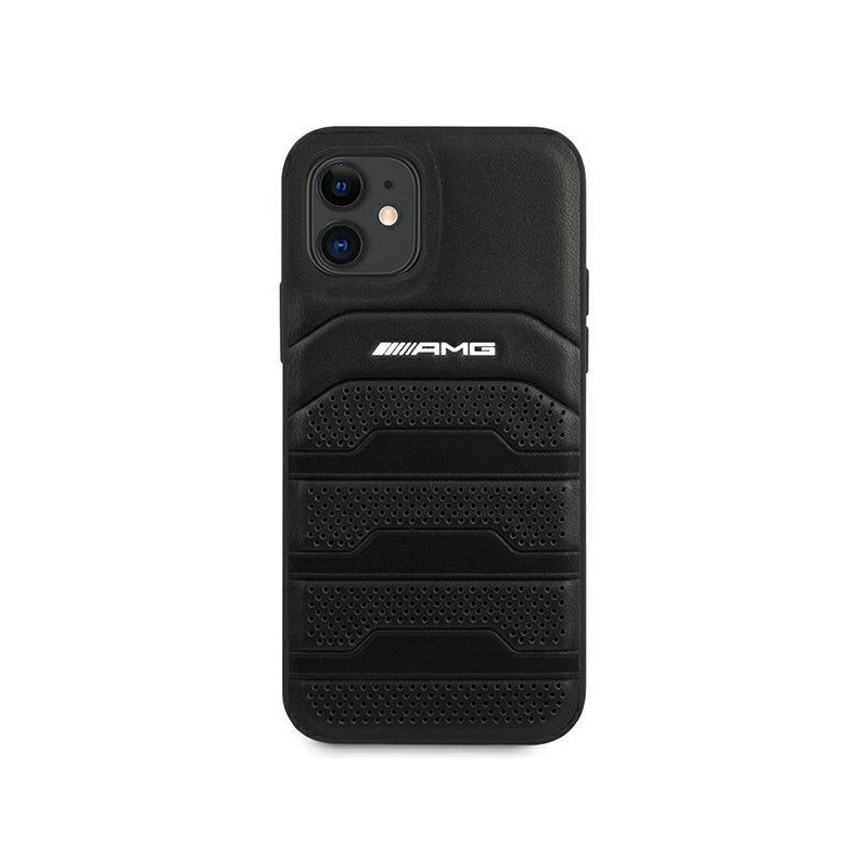 AMG Leather Debossed Lines dėklas iPhone 12 mini - juodas