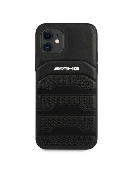 AMG Leather Debossed Lines dėklas iPhone 12 mini - juodas AMG Leather Debossed Lines dėklas iPhone 12 mini - juodas