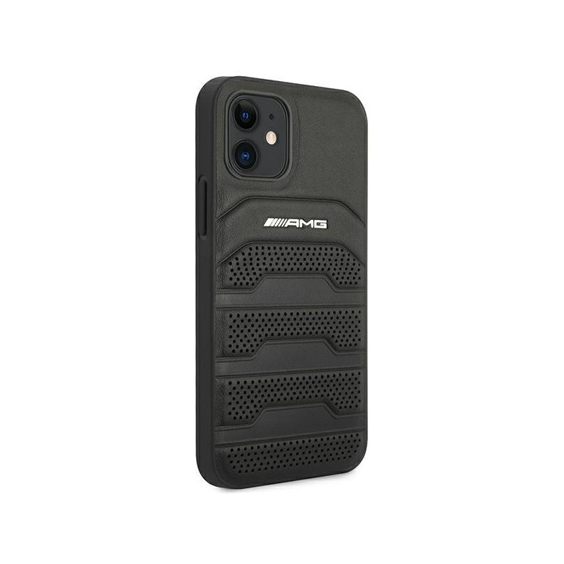 AMG Leather Debossed Lines dėklas iPhone 12 mini - juodas