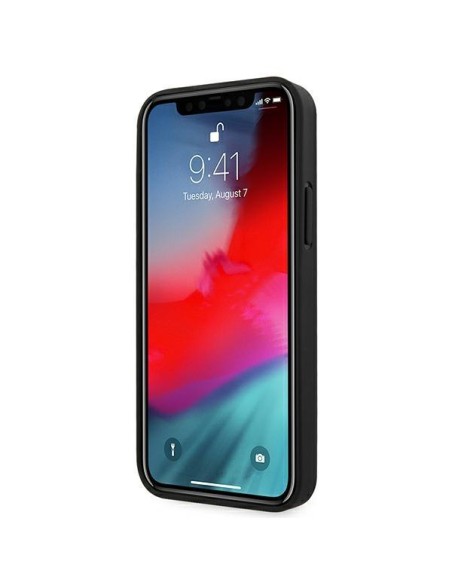 AMG Leather Debossed Lines dėklas iPhone 12 mini - juodas AMG Leather Debossed Lines dėklas iPhone 12 mini - juodas