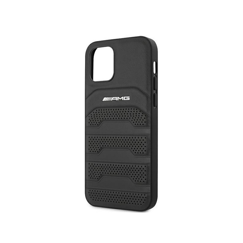 AMG Leather Debossed Lines dėklas iPhone 12 mini - juodas