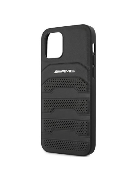 AMG Leather Debossed Lines dėklas iPhone 12 mini - juodas AMG Leather Debossed Lines dėklas iPhone 12 mini - juodas