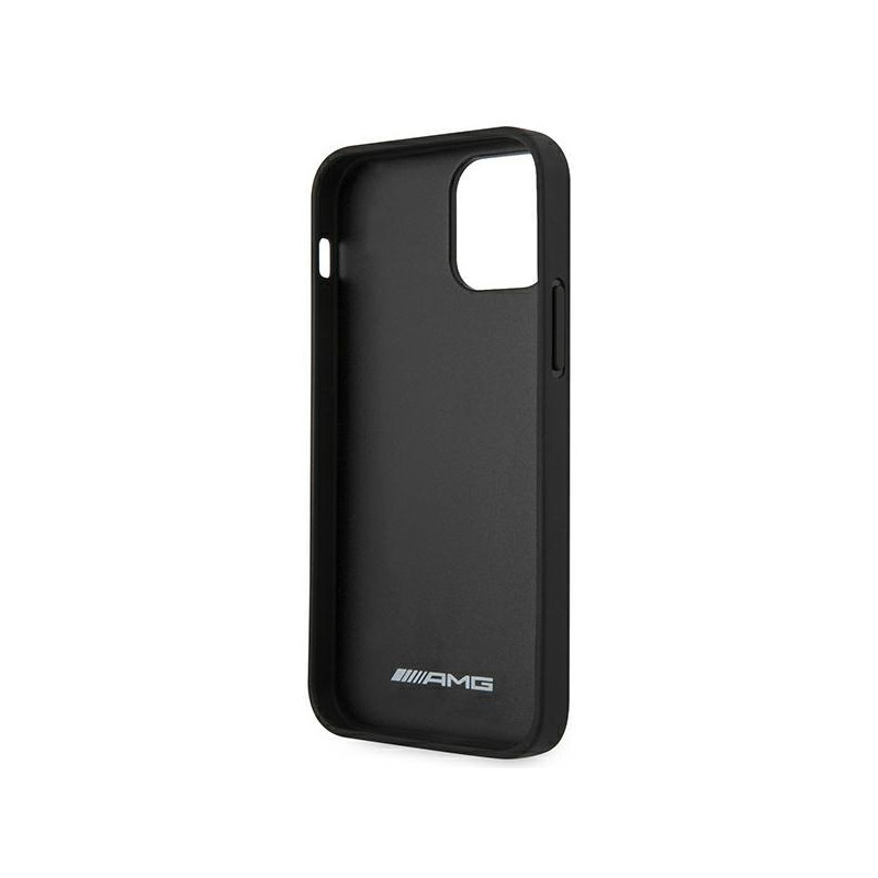 AMG Leather Debossed Lines dėklas iPhone 12 mini - juodas