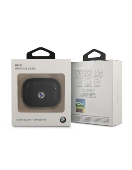 BMW tikros odos sidabrinis logotipo dėklas, skirtas AirPods Pro - juodas