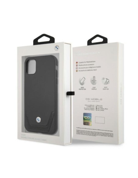 BMW odinis perforuotas dėklas iPhone 11 / Xr - juodas