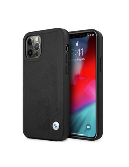 BMW Leather Deboss dėklas iPhone 12 Pro Max - juodas BMW Leather Deboss dėklas iPhone 12 Pro Max - juodas