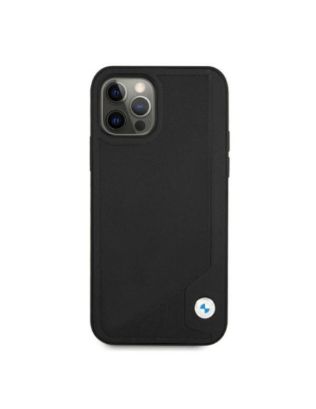 BMW Leather Deboss dėklas iPhone 12 Pro Max - juodas BMW Leather Deboss dėklas iPhone 12 Pro Max - juodas