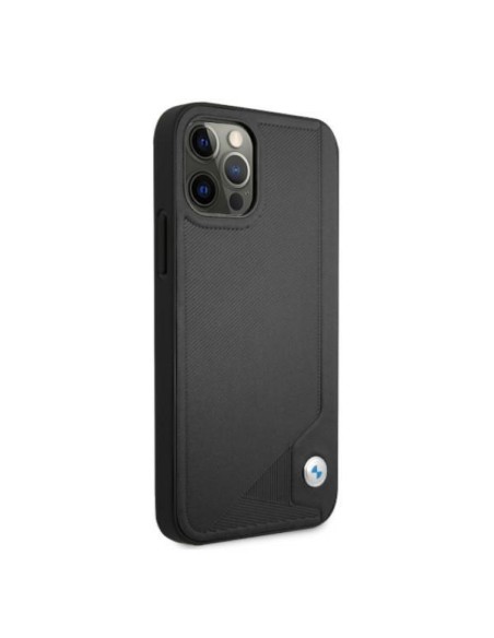BMW Leather Deboss dėklas iPhone 12 Pro Max - juodas BMW Leather Deboss dėklas iPhone 12 Pro Max - juodas