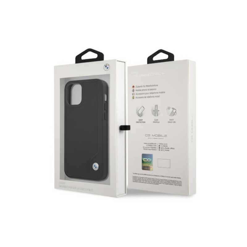 BMW Leather Deboss dėklas iPhone 12 Pro Max - juodas