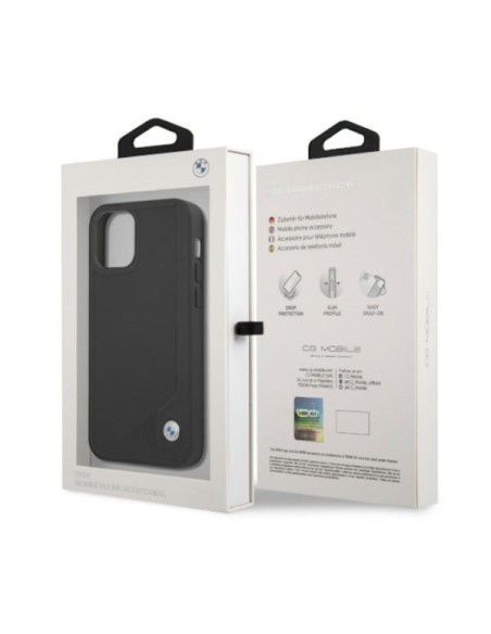 BMW Leather Deboss dėklas iPhone 12 Pro Max - juodas BMW Leather Deboss dėklas iPhone 12 Pro Max - juodas