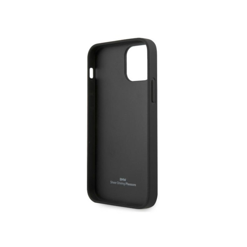 BMW odinis perforuotas šoninis dėklas iPhone 12 Pro Max - juodas