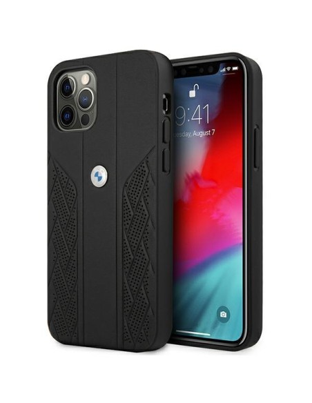 BMW Leather Curve Perforate dėklas, skirtas iPhone 12 Pro Max - juodas BMW Leather Curve Perforate dėklas, skirtas iPhone 12 Pro Max - juodas