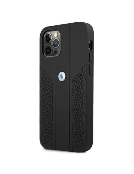BMW Leather Curve Perforate dėklas, skirtas iPhone 12 Pro Max - juodas BMW Leather Curve Perforate dėklas, skirtas iPhone 12 Pro Max - juodas