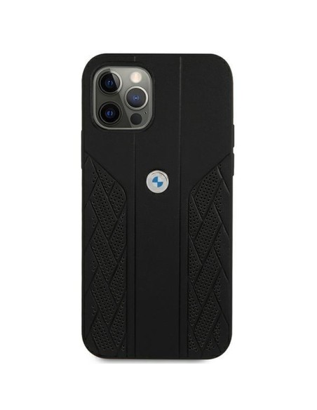 BMW Leather Curve Perforate dėklas, skirtas iPhone 12 Pro Max - juodas BMW Leather Curve Perforate dėklas, skirtas iPhone 12 Pro Max - juodas