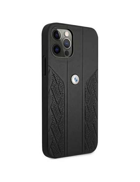 BMW Leather Curve Perforate dėklas, skirtas iPhone 12 Pro Max - juodas BMW Leather Curve Perforate dėklas, skirtas iPhone 12 Pro Max - juodas