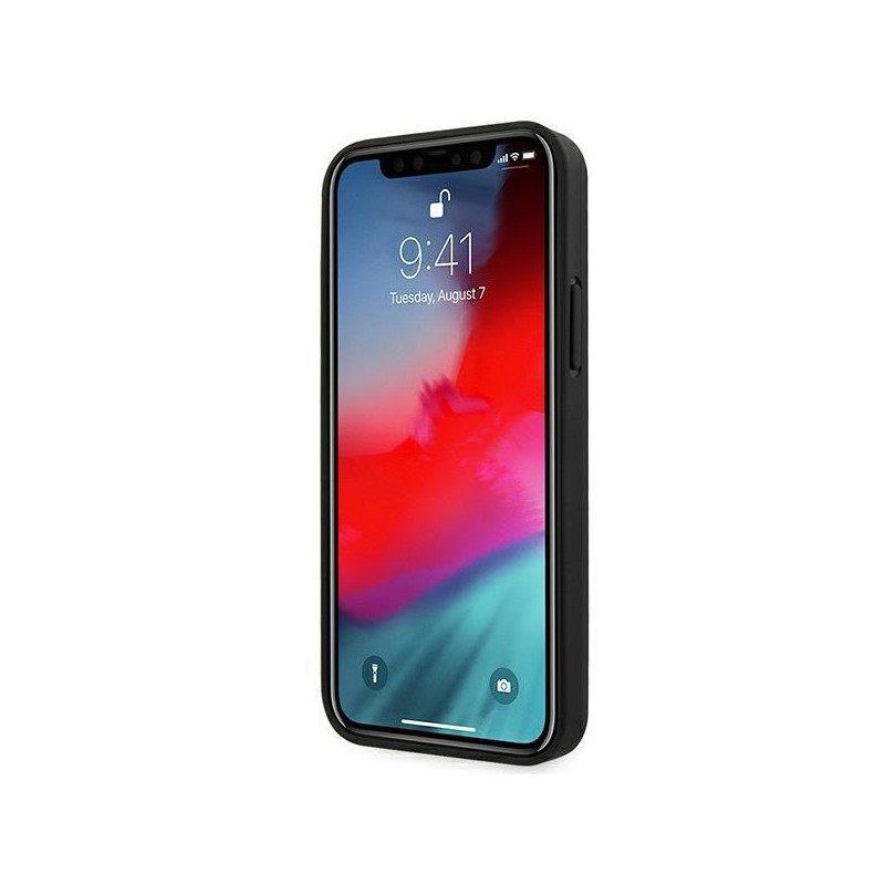 BMW Leather Curve Perforate dėklas, skirtas iPhone 12 Pro Max - juodas