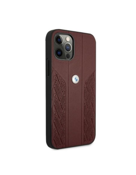 BMW Leather Curve Perforate dėklas iPhone 12 Pro Max - raudonas BMW Leather Curve Perforate dėklas iPhone 12 Pro Max - raudonas