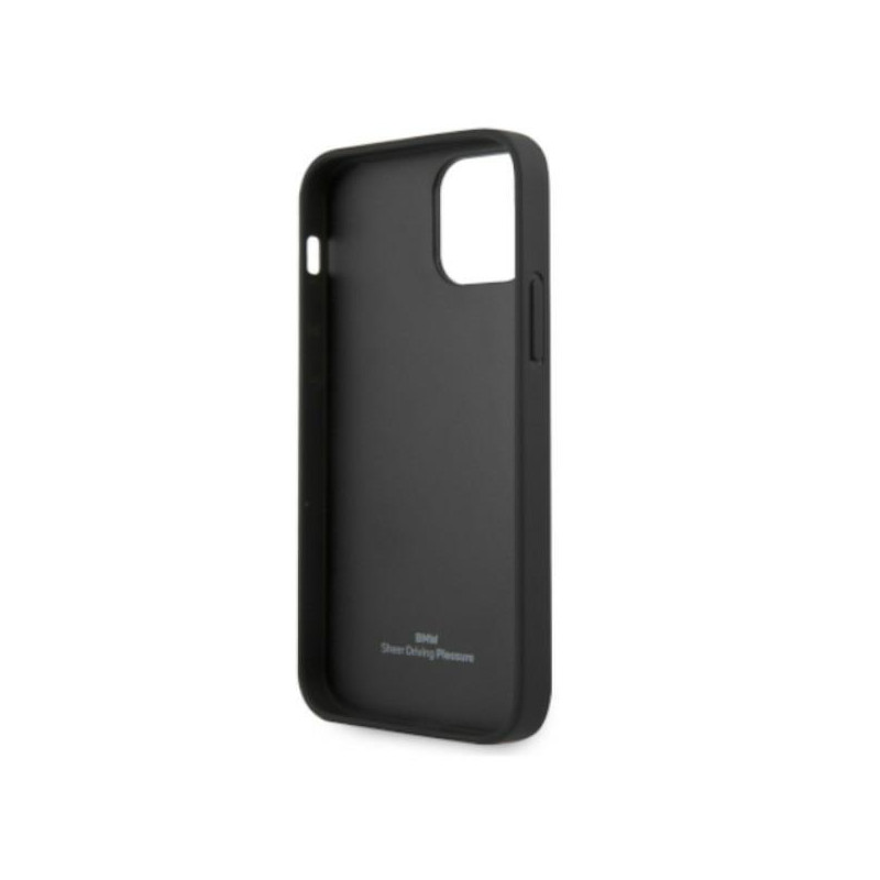BMW Leather Curve Perforate dėklas iPhone 12 Pro Max - raudonas