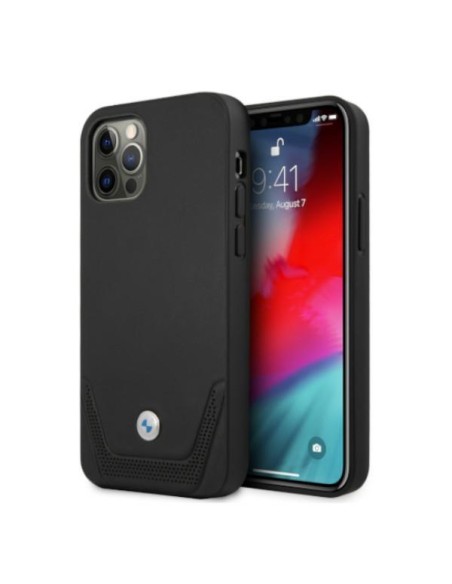 BMW odinis perforuotas dėklas iPhone 12 Pro Max - juodas BMW odinis perforuotas dėklas iPhone 12 Pro Max - juodas