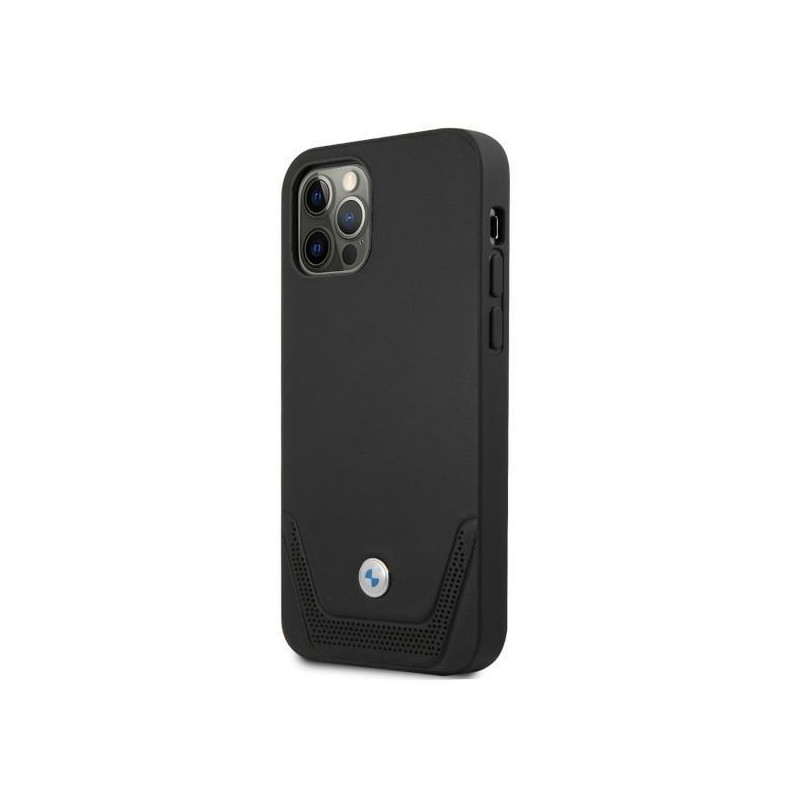 BMW odinis perforuotas dėklas iPhone 12 Pro Max - juodas