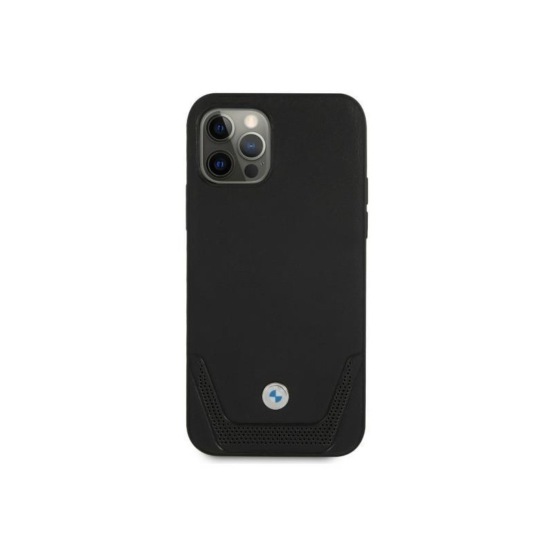 BMW odinis perforuotas dėklas iPhone 12 Pro Max - juodas