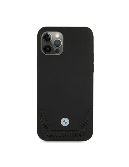BMW odinis perforuotas dėklas iPhone 12 Pro Max - juodas BMW odinis perforuotas dėklas iPhone 12 Pro Max - juodas