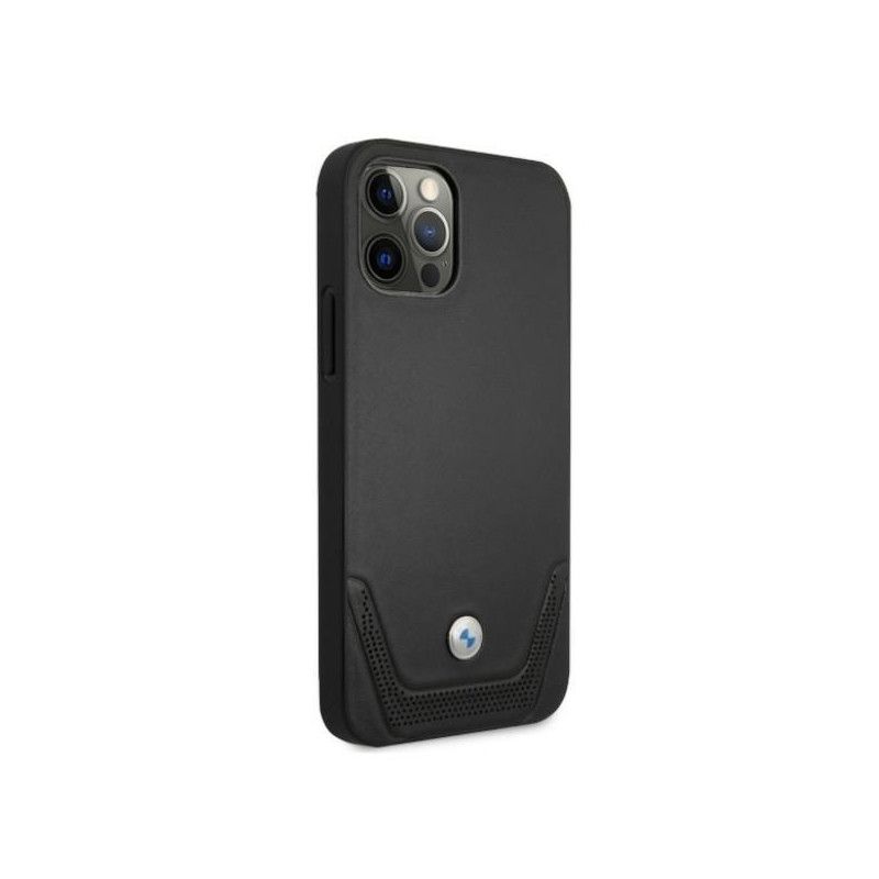 BMW odinis perforuotas dėklas iPhone 12 Pro Max - juodas