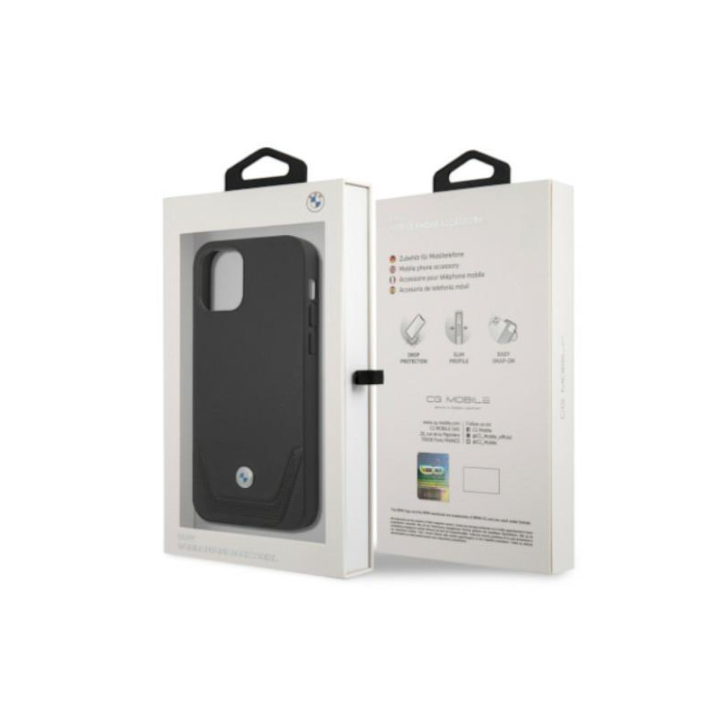 BMW odinis perforuotas dėklas iPhone 12 Pro Max - juodas
