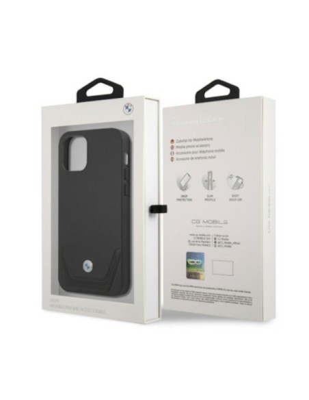 BMW odinis perforuotas dėklas iPhone 12 Pro Max - juodas BMW odinis perforuotas dėklas iPhone 12 Pro Max - juodas