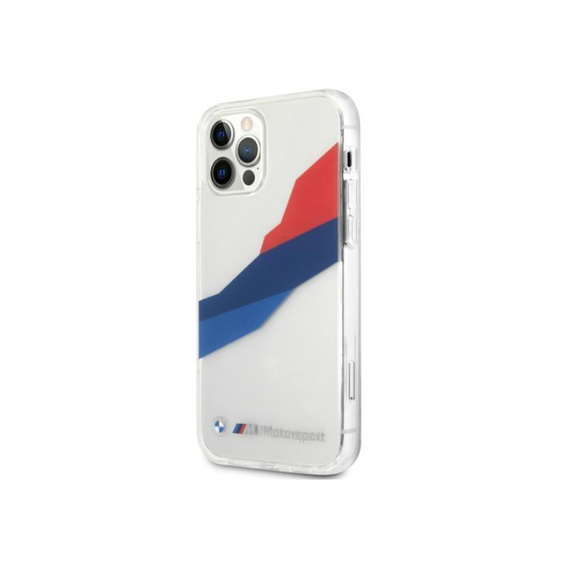 BMW Motorsport Tricolor dėklas iPhone 12 Pro Max - skaidrus