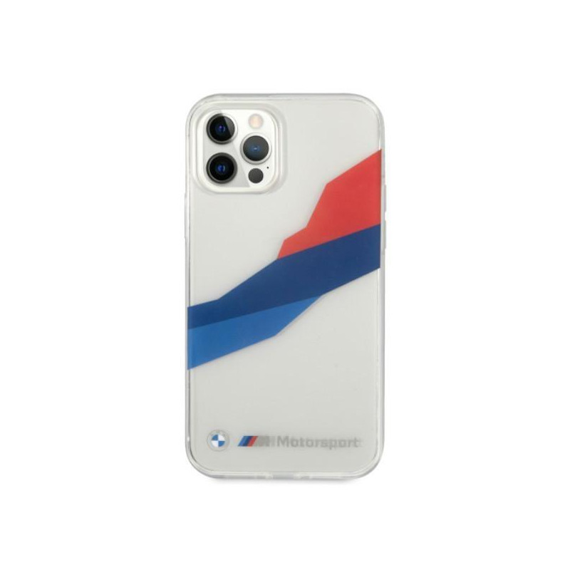 BMW Motorsport Tricolor dėklas iPhone 12 Pro Max - skaidrus