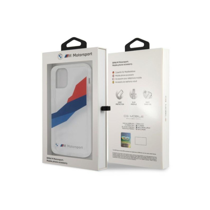 BMW Motorsport Tricolor dėklas iPhone 12 Pro Max - skaidrus