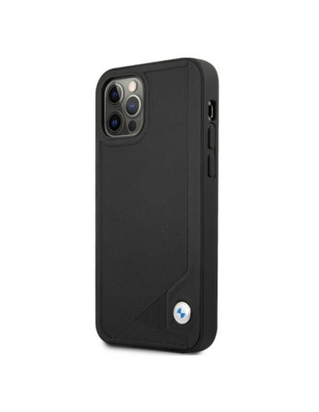 BMW Leather Deboss dėklas iPhone 12 / iPhone 12 Pro - juodas BMW Leather Deboss dėklas iPhone 12 / iPhone 12 Pro - juodas
