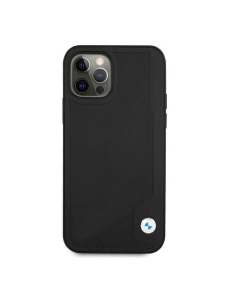 BMW Leather Deboss dėklas iPhone 12 / iPhone 12 Pro - juodas BMW Leather Deboss dėklas iPhone 12 / iPhone 12 Pro - juodas